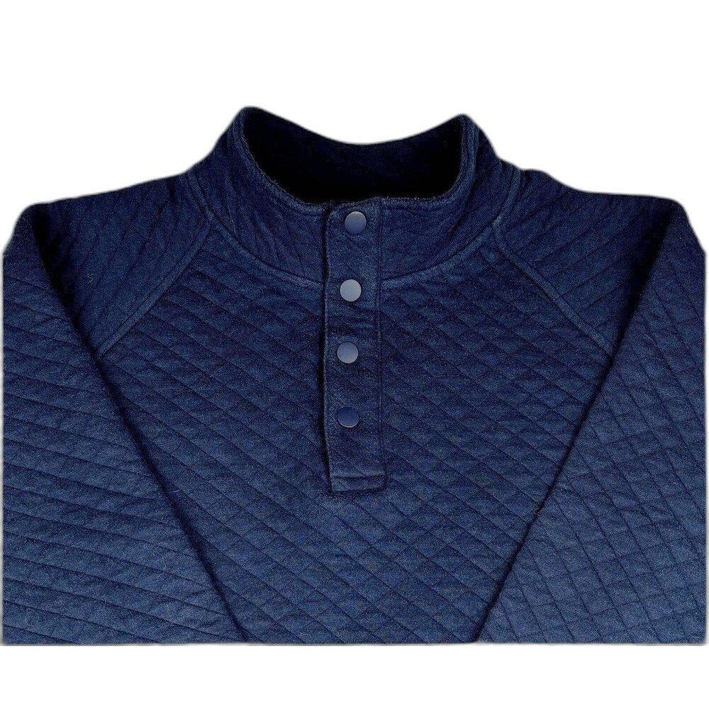 Men’s Eddie Bauer Size XXL/2XL Quilted Henley Snap Pullover Top Blue